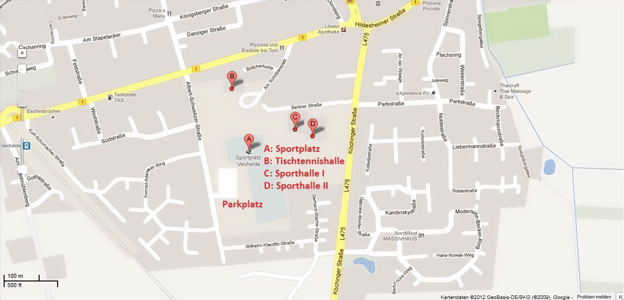 Lageplan der Sportanlagen in Vechelde