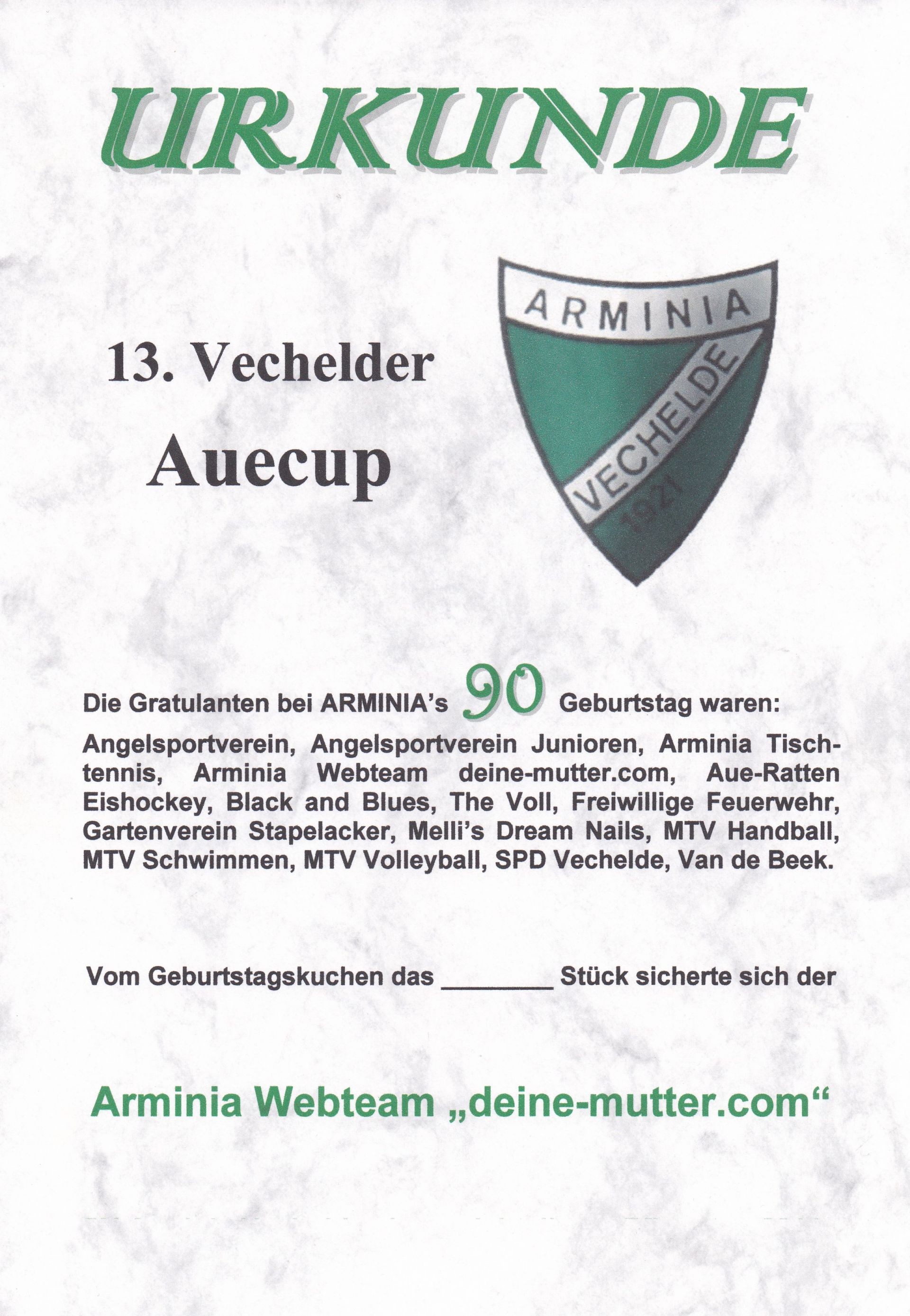 Auecup Urkunde 13