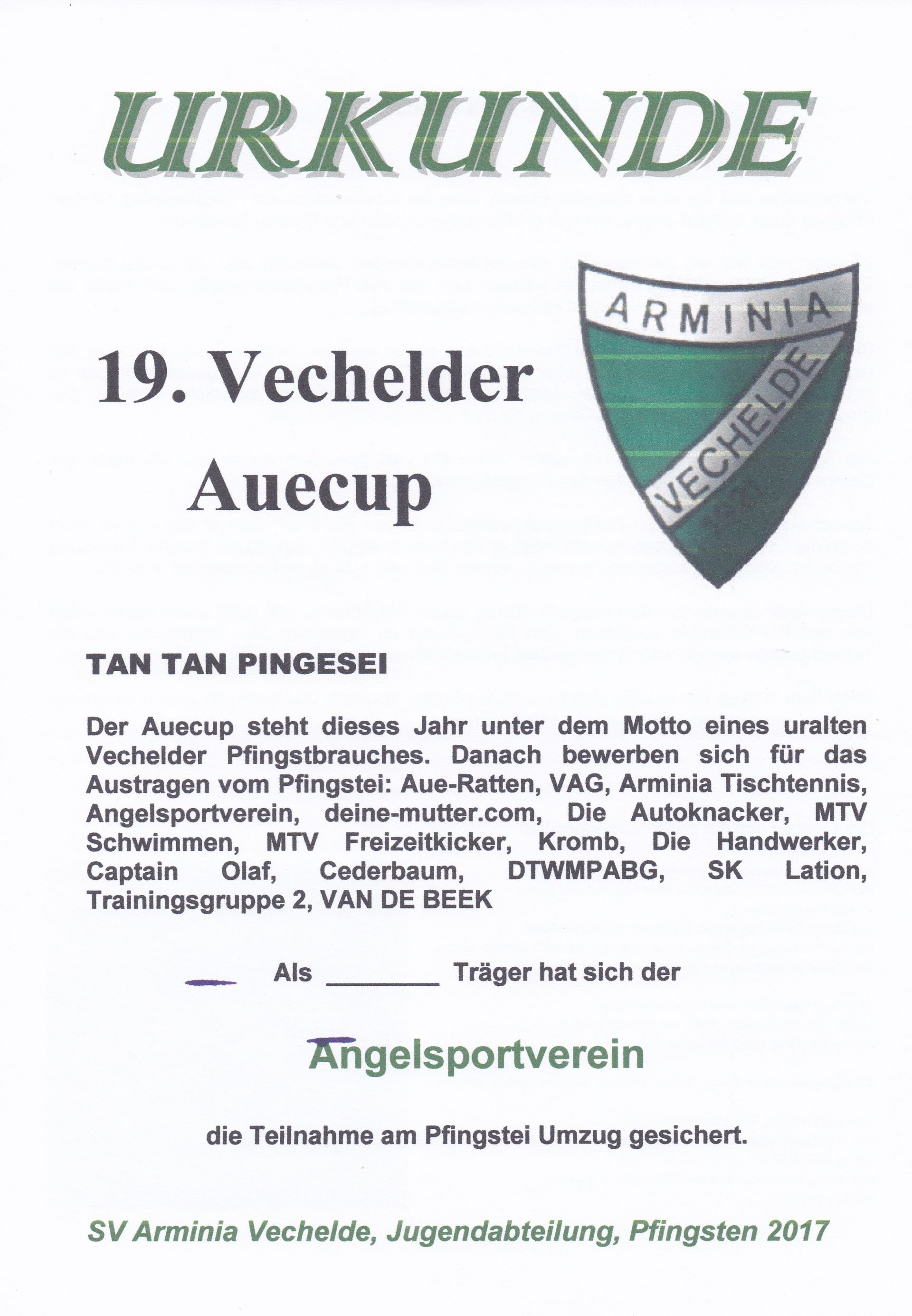 Auecup Urkunde 19